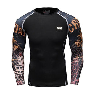 Men's Long-Sleeve Rash Guard / Compression shirt / Base Layer ( For Exercise, Workouts, BJJ, MMA and Fitness)