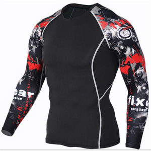 Men's 3D Long-Sleeve Rash Guard / Compression shirt / Base Layer ( For Exercise, Workouts, BJJ, MMA and Fitness) 3
