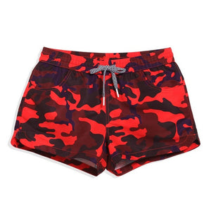 His and Hers "Red Camos" Matching Swim Trunks camouflage